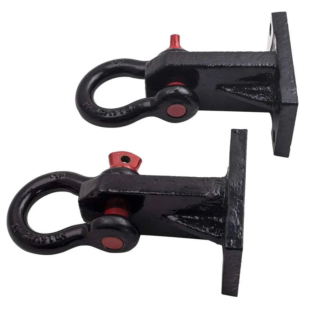 2Pcs Front Tow Hooks Heavy Duty for Dodge Ram 2500/3500 2010-2017 D Ring Shackles Black