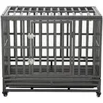 LUCKUP 38 Inch Heavy Duty Dog Cage Metal Kennel and Crate for Large Dogs,Easy to Assemble Pet Playpen with Four Wheels,Black … …