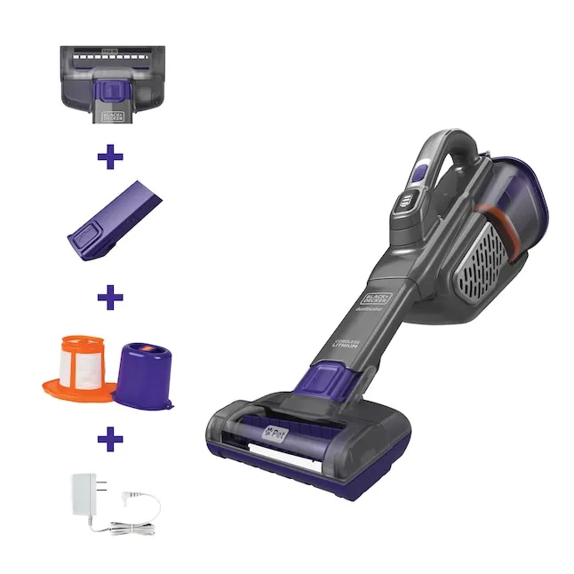 BLACK+DECKER Furbuster Handheld Vacuum for Pets, Cordless, AdvancedClean+, Gray (HHVK515JP07)