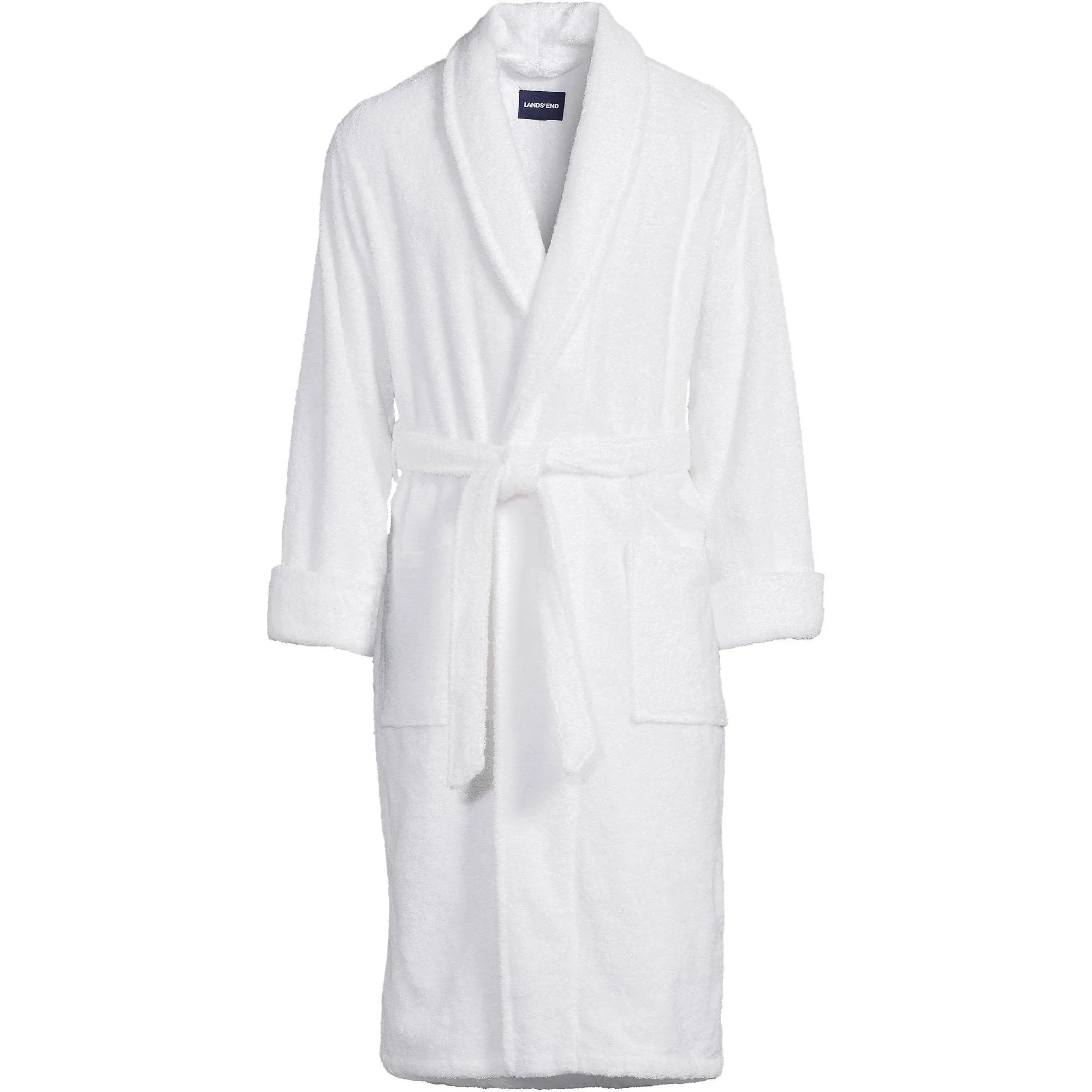 Lands' End Men's Calf Length Turkish Terry Robe - Ultimate Gray