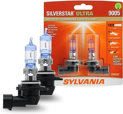 SYLVANIA 9005 SilverStar Ultra High Performance Halogen Headlight Bulb, (Pack of 2)