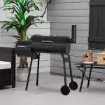 43'' Charcoal Grill with Barrel and American Braised Roast Port for Outdoor Backyard Patio