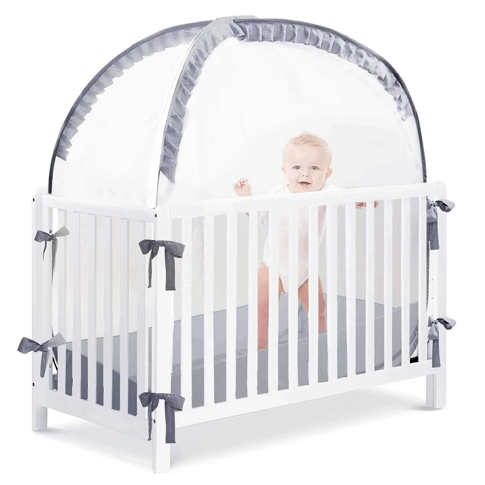 L RUNNZER Baby Safety Crib Tent to Keep Baby from Climbing Out,Pop Up Crib Tent ...