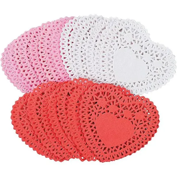 Mini Valentine Heart Doilies - 100pk Approximately 4&#034; x 4&#034; Valentine Crafts