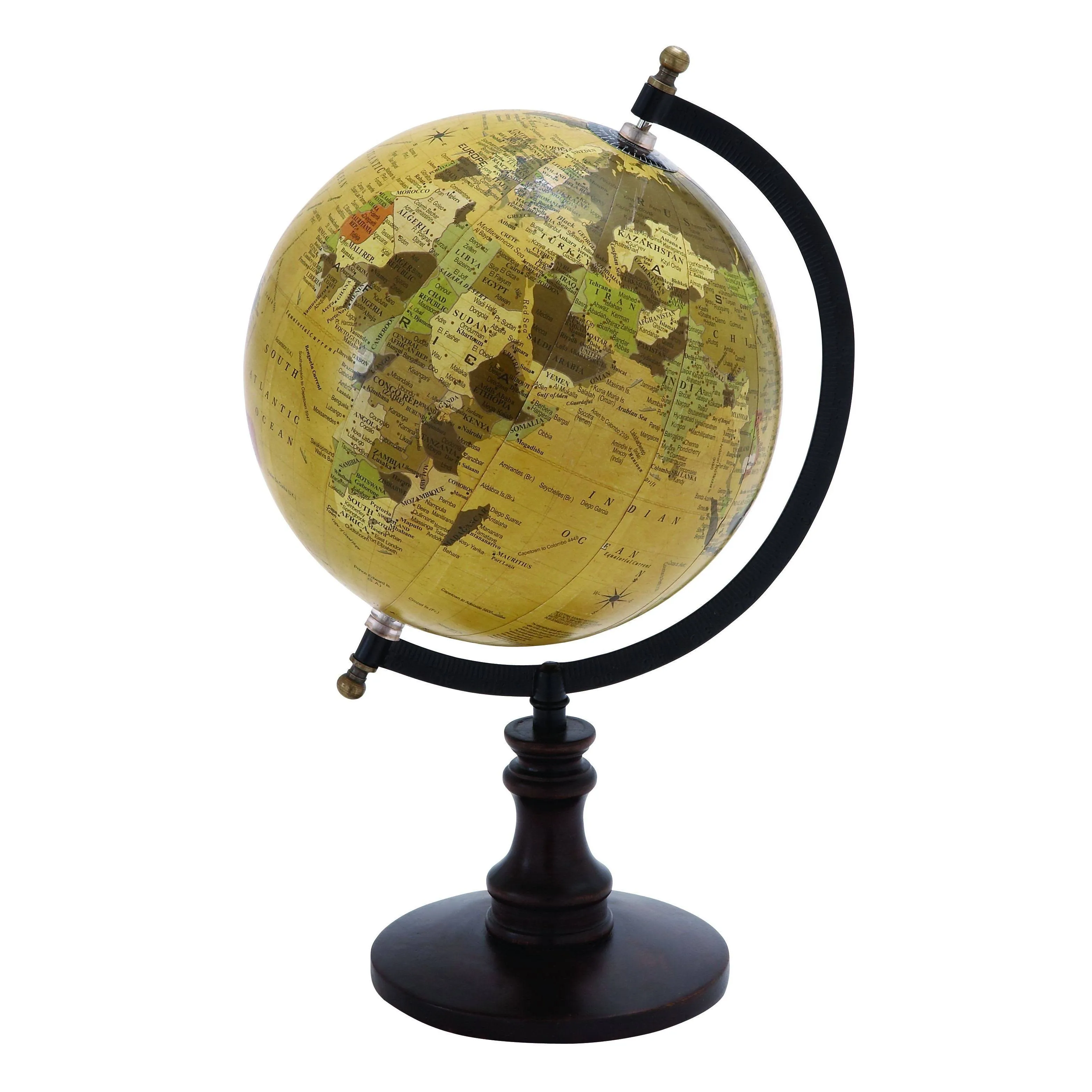 Benzara 38117 Sophisticated Wooden and Metal 14 In. Globe With Black Base (K45)