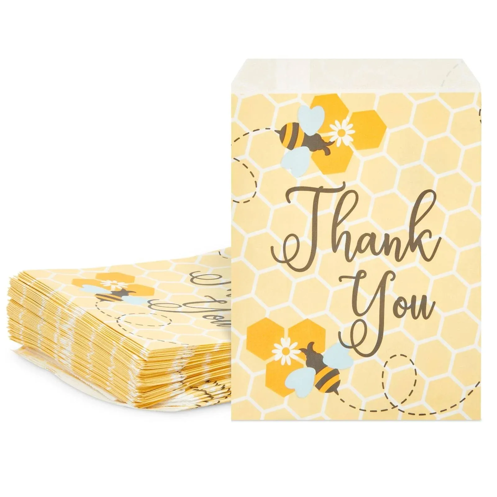 Bumble Bee Party Favor Treat Bags for Baby Shower  Thank You (5x7 In  100 Pack)