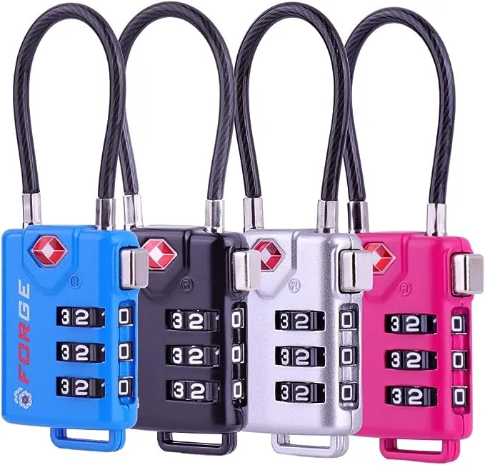 TSA Approved Luggage Locks, Re-settable Combination with Alloy Body, Light Purple 2 PK. for Luggage, Suitcase, Backpack and More.