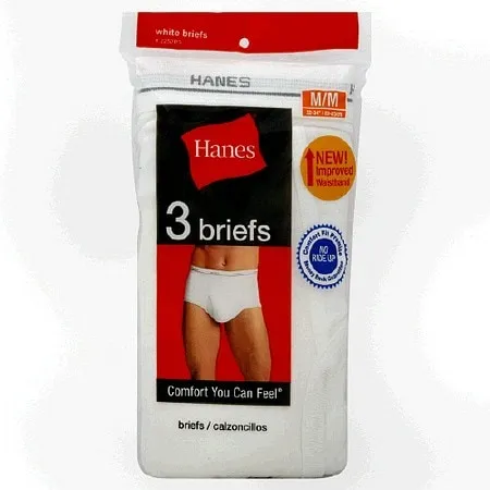 Hanes Men White Briefs 3-Pack 2252P3 White / M / B2B