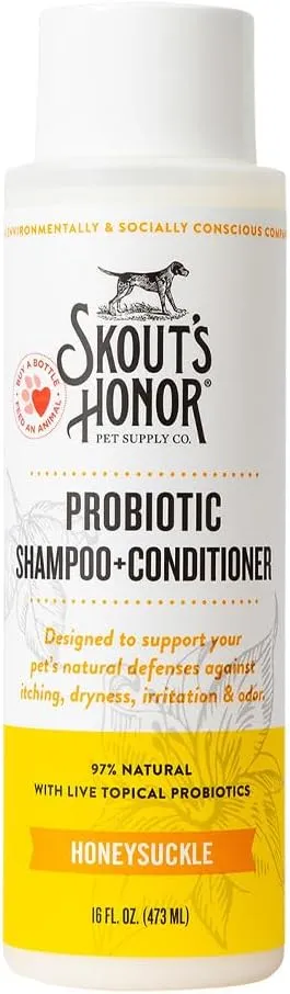 Skout's Honor Probiotic Shampoo Plus Conditioner Honeysuckle for Dogs, 16 fl. oz., 16 FZ