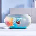 2 Gallon Glass Fish Bowl with Decor Include Fluorescent Stones &amp; Colorful Pla...