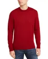 Shop Club Room Men's Solid Crew Neck Merino Wool Blend Sweater, Created For Macy's In Cherry