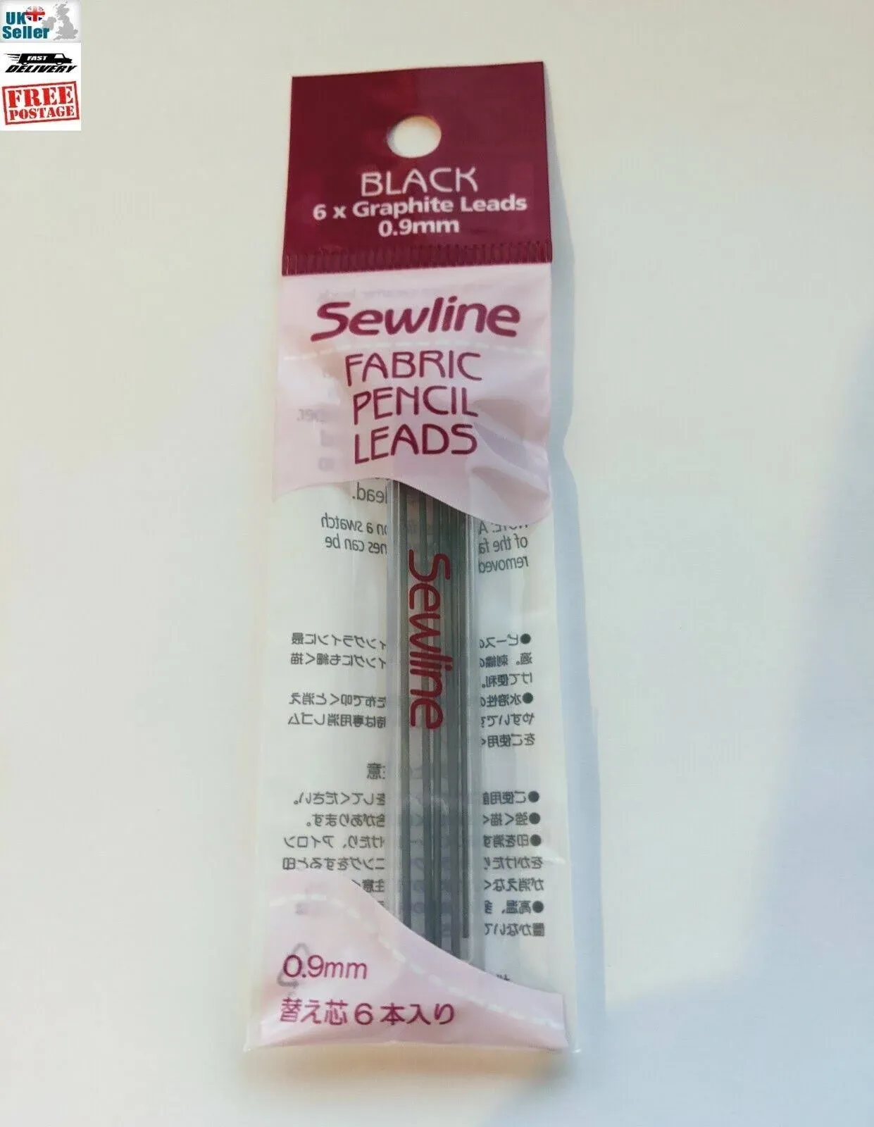 Sewline Fabric Pencil Ceramic lead refill, Black Fab50006 6 Count