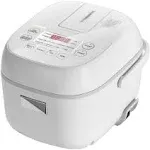 Toshiba Small Rice Cooker 3 Cup Uncooked – LCD Display with 8 Cooking Functions, Fuzzy Logic Technology, 24-Hr Delay Timer and Auto Keep Warm, Non-Stick Inner Pot, White