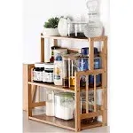 HYNAWIN Bamboo Spice Rack Storage Shelves-3 Tier Standing Pantry Shelf for Kitchen Counter Storage,Bathroom Countertop Storage Organizer Desk