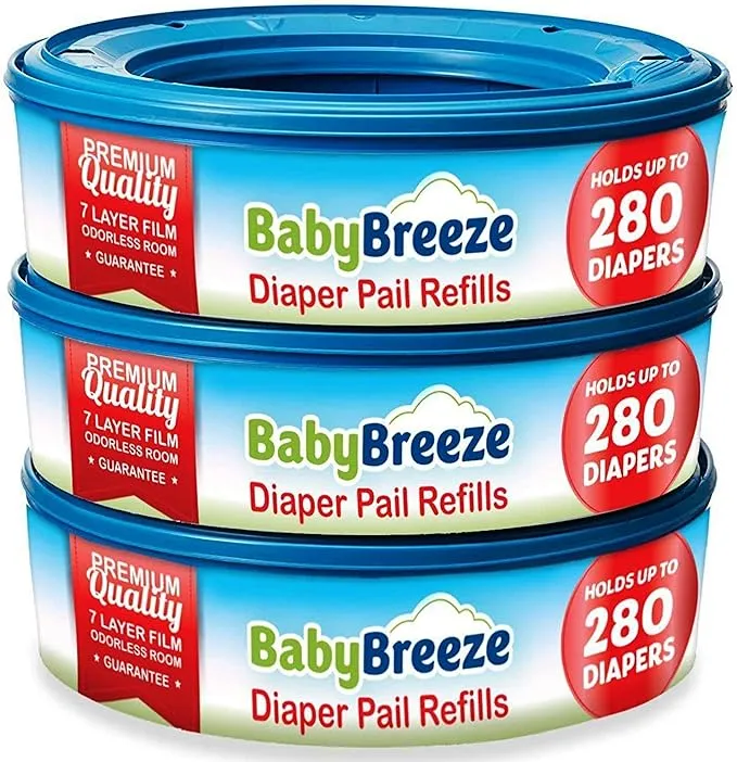 BabyBreeze Diaper Genie Refills for Playtex Diaper Genie and Diaper Pails - 840 Count (3-Pack)