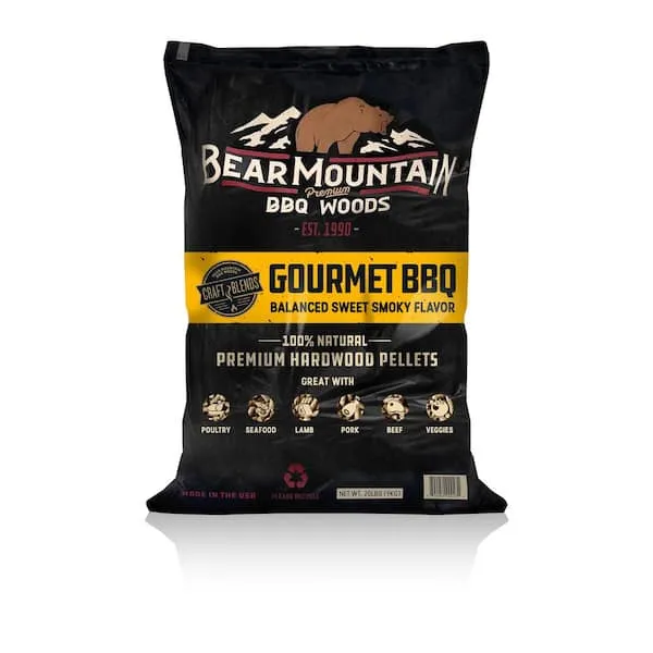 BEAR MOUNTAIN Premium BBQ WOODS FK90 Craft Blends All Natural Smoky Hardwood Gourmet Blend Smoker Pellets, 20 Pound BagBEAR MOUNTAIN Premium BBQ WOODS FK90 Craft Ble…