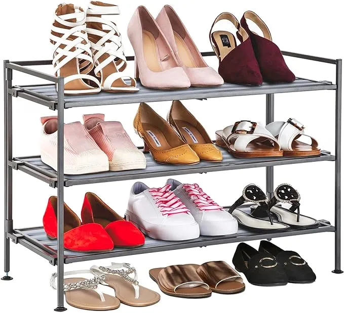 Seville Classics 3-Tier Stackable Resin Slat Shoe Rack