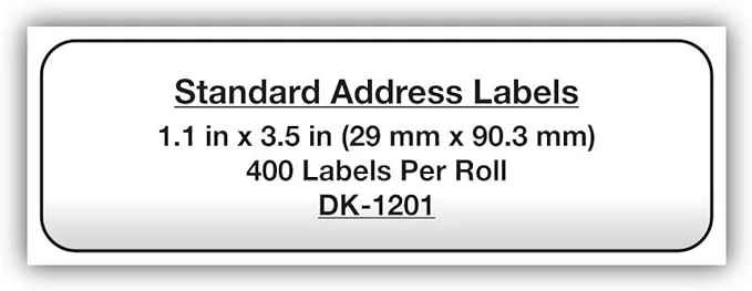 Brother Economic Desktop Monochrome Label Printer QL-600, QL600, 2.4" Label Width & Genuine DK1201 Die-Cut Standard Rolled Address Labels for QL Printers, (DK1201)