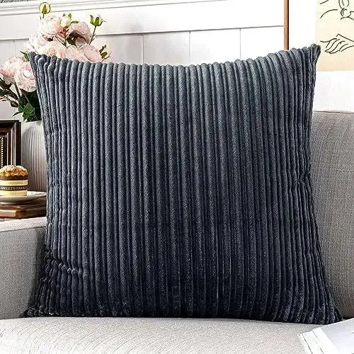 UGASA Velvet 12X20 Inch Lumbar Throw Pillow Cover, Both Sides Corduroy Striped, 