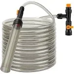 hygger Bucket-Free Aquarium Water Change Kit Metal Faucet Connector Fish Tank Vacuum Siphon Gravel Cleaner with Long Hose 49FT Drain & Fill