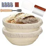 Farielyn-X 2 Packs 9 Inch Bread Banneton Proofing Basket - Baking Dough Bowl Gifts for Bakers Proving Baskets for Sourdough Lame Bread Slashing Scraper Tool Starter Jar Proofing Box