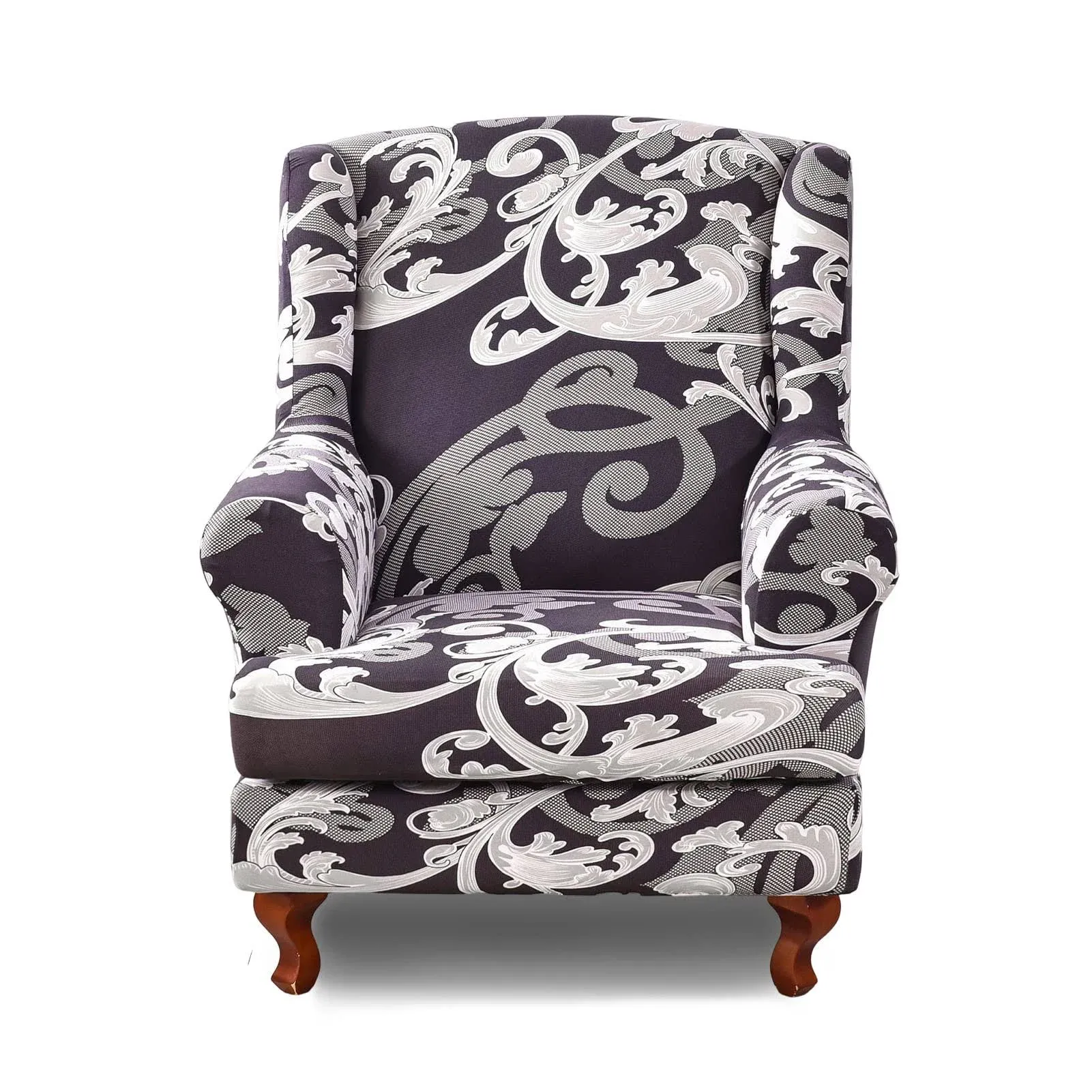 Jusmate Wing Chair Slipcovers 2 Pieces Printed Wingback Chair Covers Armchair ...