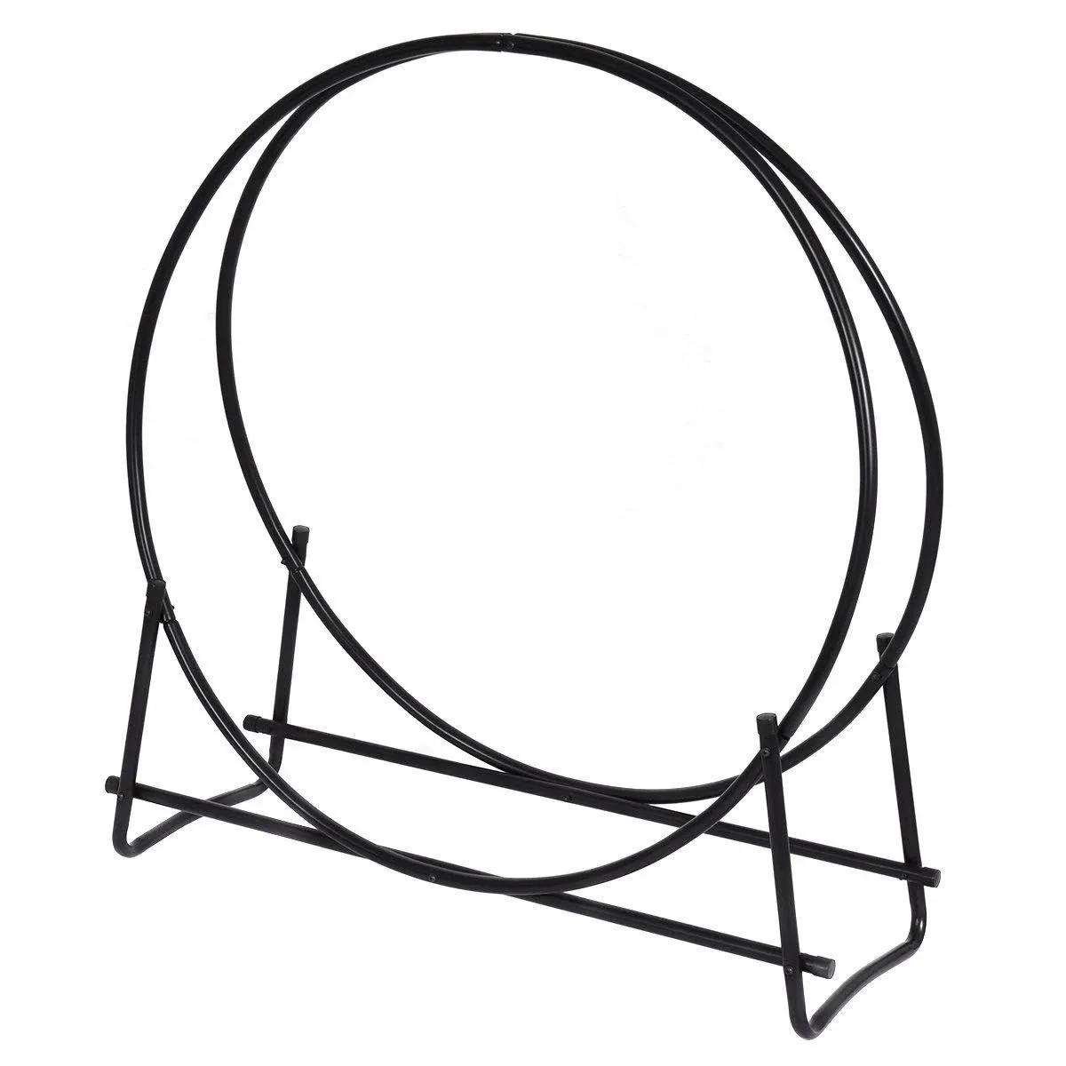 40-Inch Tubular Steel Log Hoop Firewood Storage Rack Holder Round Display NEW