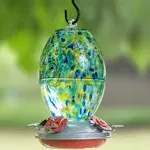 Muse Garden Hummingbird Feeders for Outdoors Hanging, Blown Glass Feeder - Gifts for Mom, Garden Backyard Decor, Unique Idea Women Mothers Day, 27OZ, Starry Night.