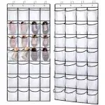 REGELETO 2 Pack 28 Pocket Over The Door Shoe Organzier Hanging Shoe Rack for Door Large Capacity Shoe Organizer Holder with 4 Metal Hooks (