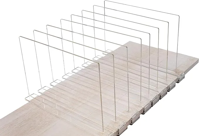 A &amp; R 8 Pack Acrylic Shelf Dividers for Closet - Clear Shelf Organizer for