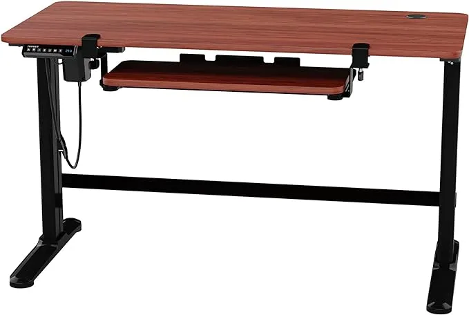 Adjustable Electric Standing Desk – 50 x 23.6 inches Sit to Stand Office Desk with Cable and Sliding Keyboard Tray – 3 Controlled Memory Height Settings – Anti-Scratch Surface – Grey