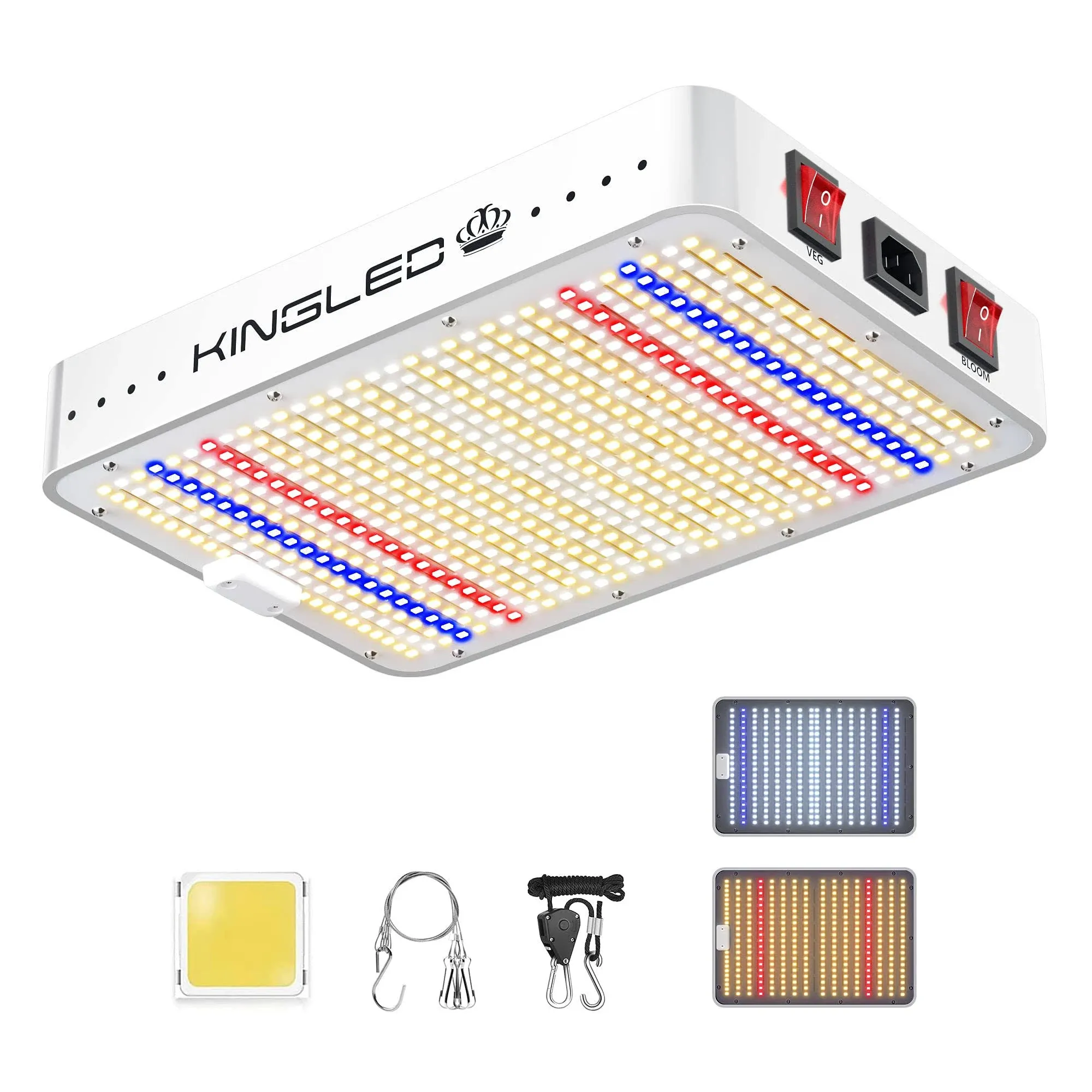 King Plus 1000w LED Grow Light Double Chips Full Spectrum with UV&amp;IR for Indoor