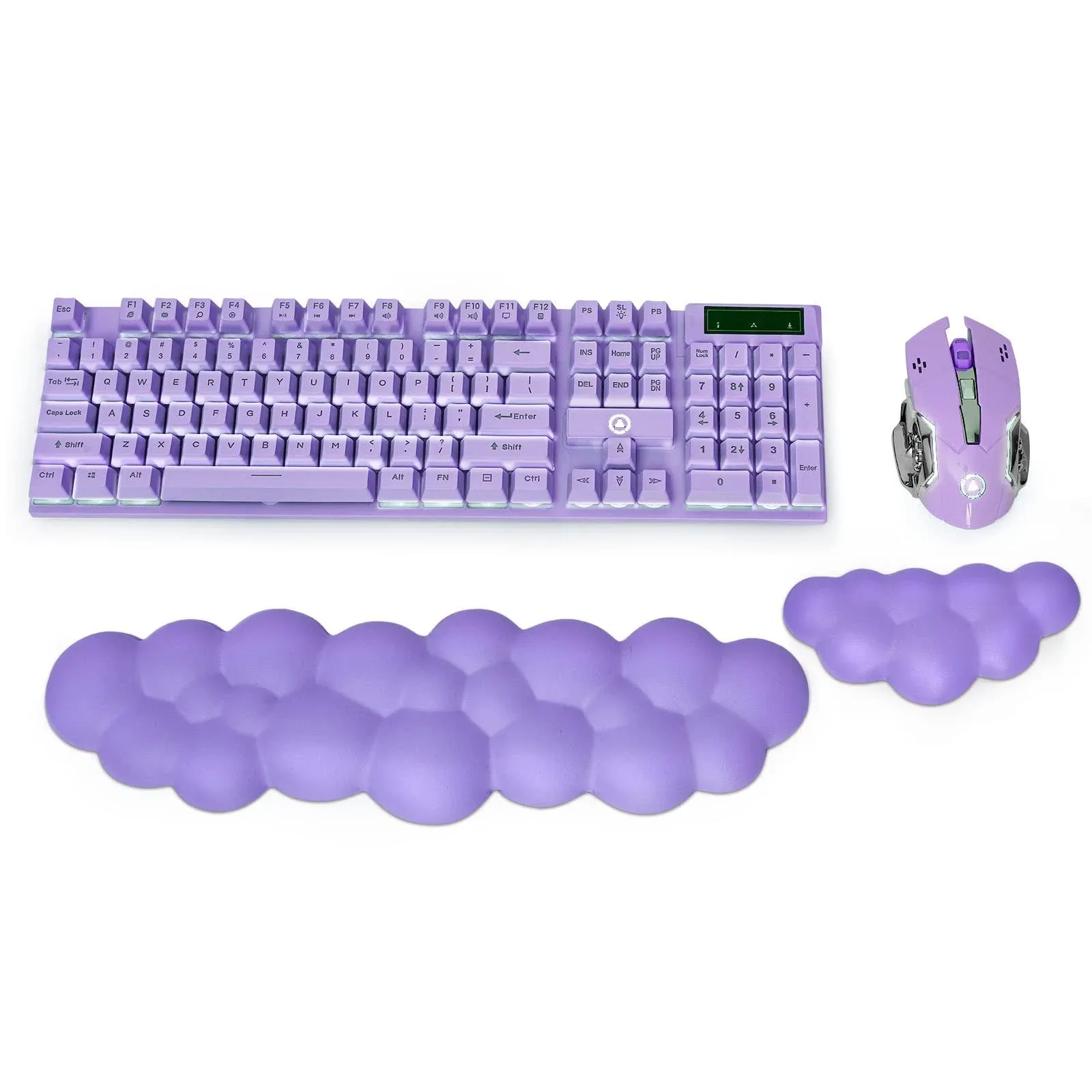 Keyboard Wrist Rest Pad, Ergonomic Cloud Wrist Rest for Keyboard and Mouse, Memory Foam Palm Rest, Mouse Wrist Rest - Ideal for Computers/Gaming/Office (Purple)