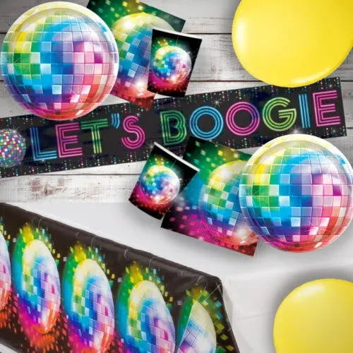 70's Party Disco Fever Hanging Banner Garland and Disco Ball 2-Sided Cutouts Set ...