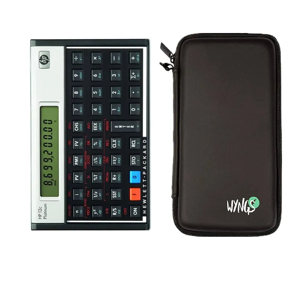 HP 12C Platinum Financial Calculator + WYNGS Protective Case Black