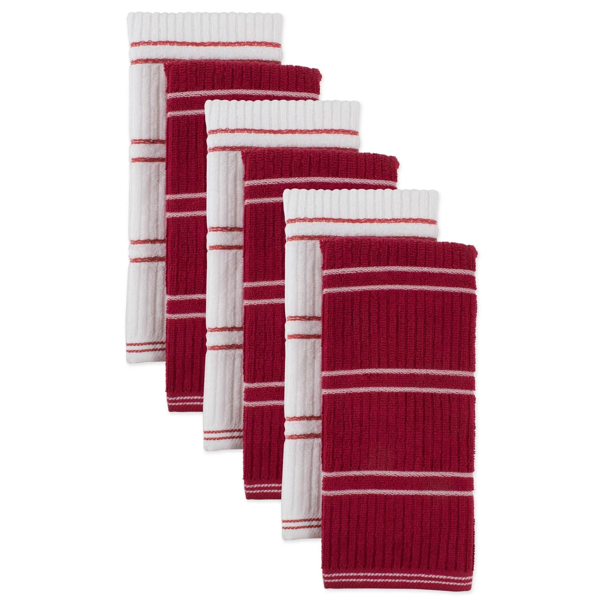 Red Ribbed Terry Dishtowel (Set of 6)