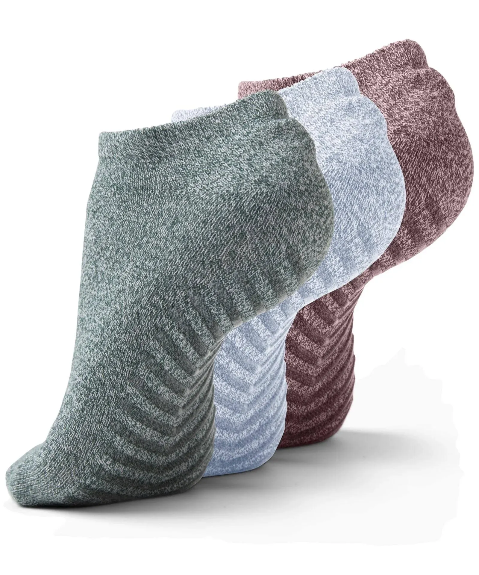 Pilates Socks with Grips for Women - Yoga Small-Medium, Green Blue Maroon 