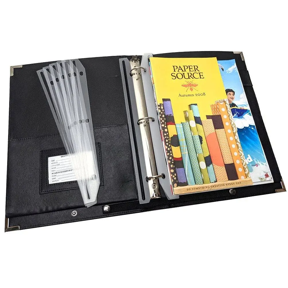 MSP Professional 3 Rings Portfolio Organizer, Music Choral Folder with, Handle, Detachable Strap and Bonus Item: Plastic Strip Magazine Holders- Black (MSP-210S - 9.5" x 12.5")