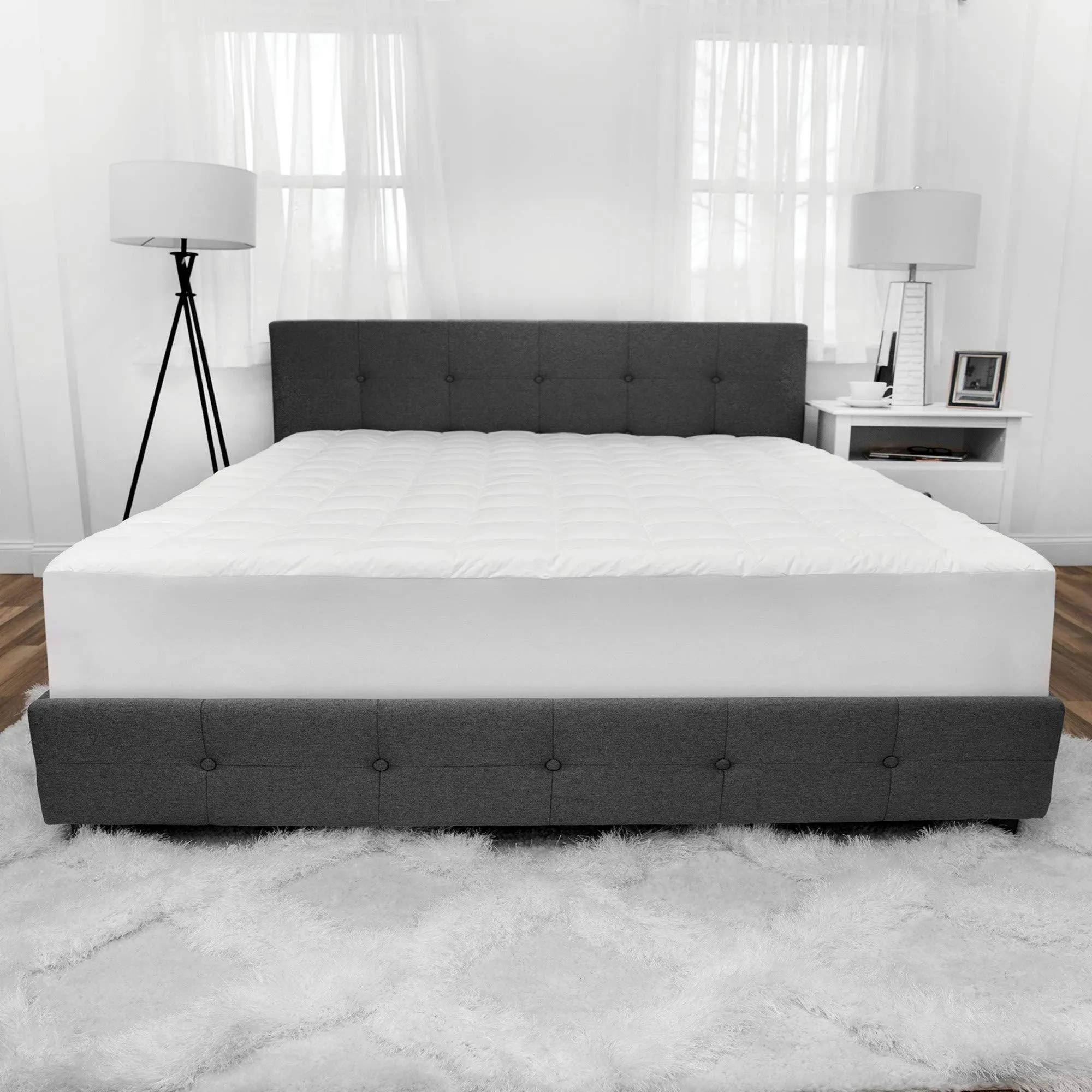 SensorPEDIC\u205fLuxury Top Loft Gel Fiber Mattress Pad, Full, White