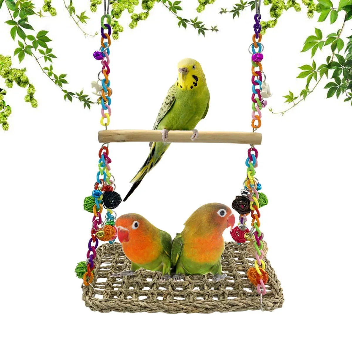 Bird Seagrass Swing Toy With Wood Perch, Parrot Trapeze Climbing Hammock Stand, And Chewing Toy For Lovebird And Cockatiel   Other Pet Supplies From Mylarbagpack, $12.74 | DHgate.Com