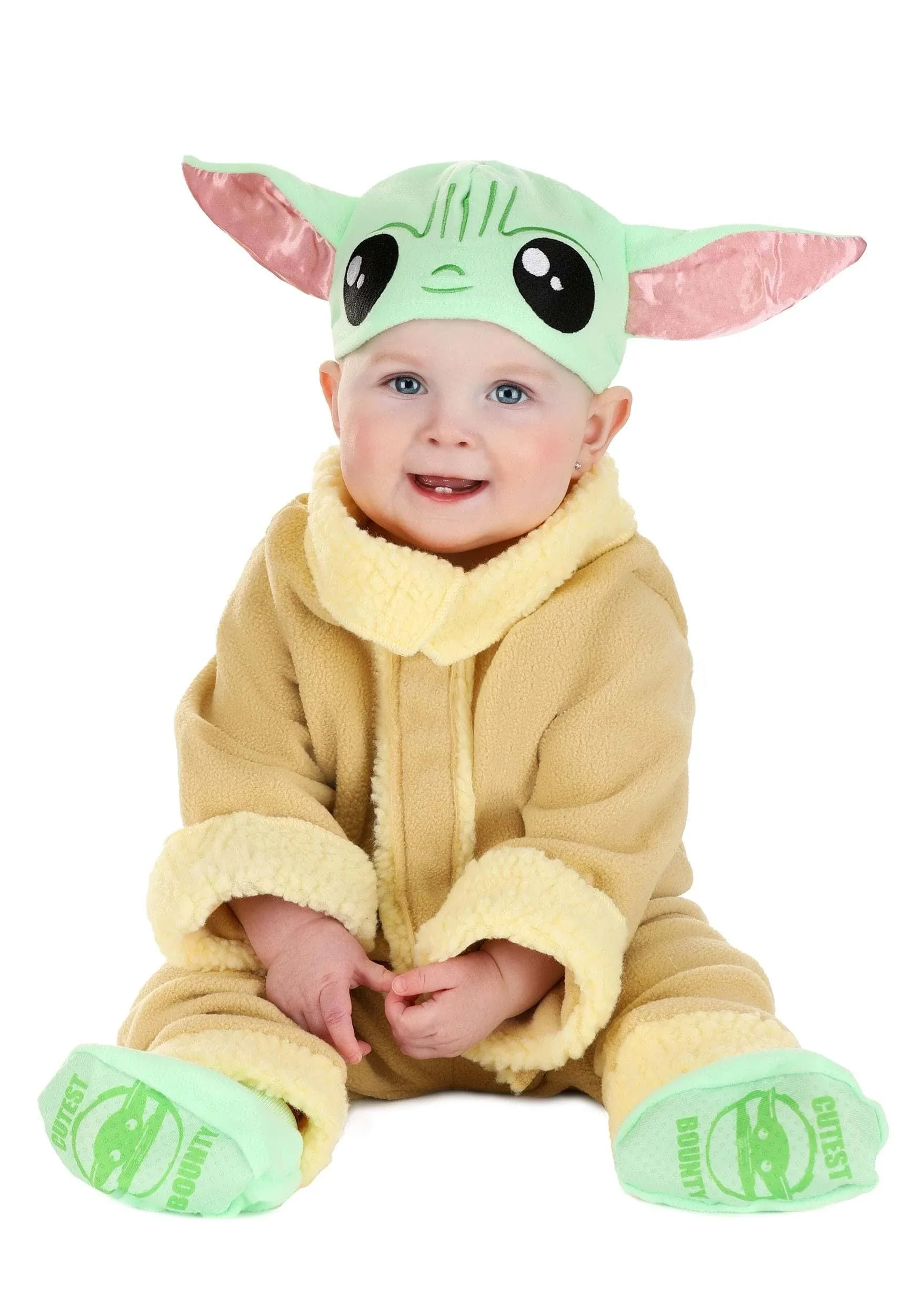 Star Wars Grogu Official Infant Deluxe Costume - Premium Quality Minky Fabric and Non-Slip Grip Booties