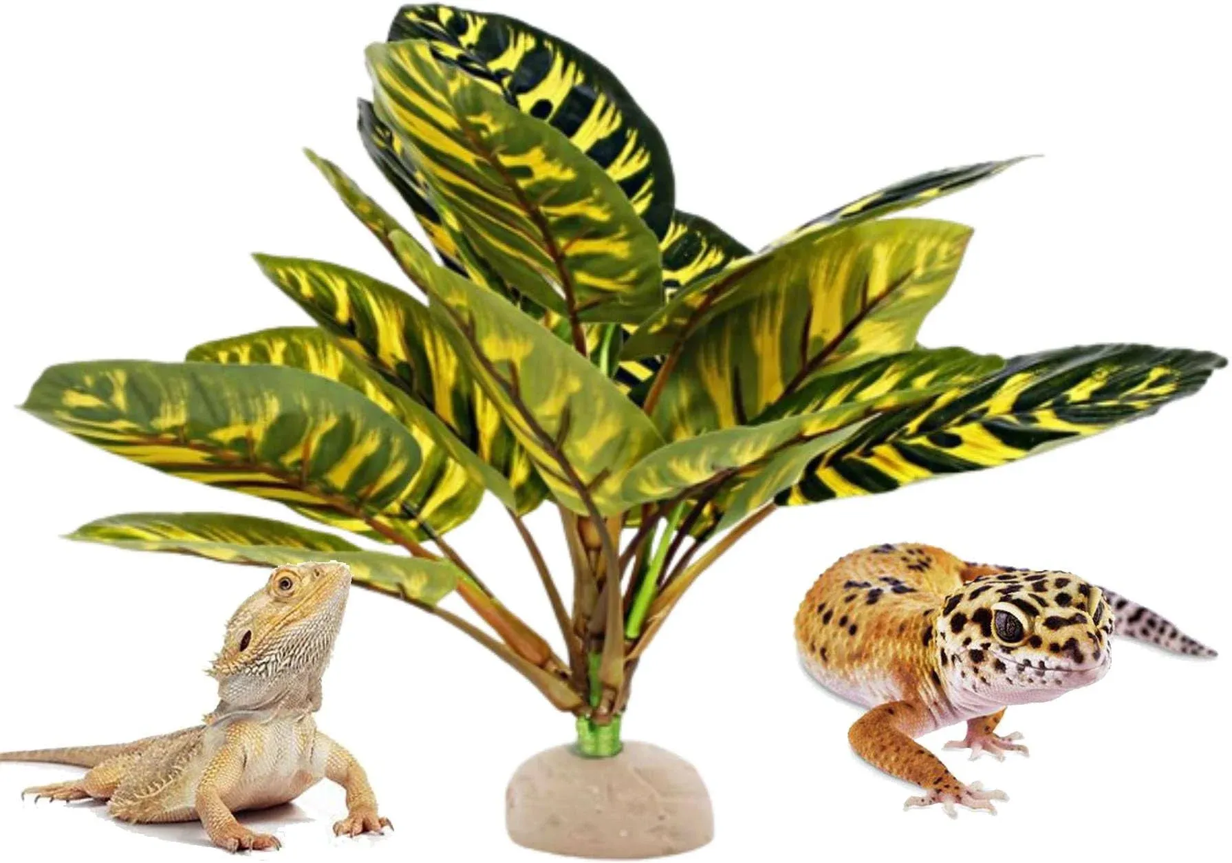 Reptile Terrarium Decor PlantsAmphibia<wbr/>n Habitat DecorArtificia<wbr/>l Plants for Ta...