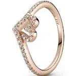 Pandora Sparkling Wishbone Heart Ring