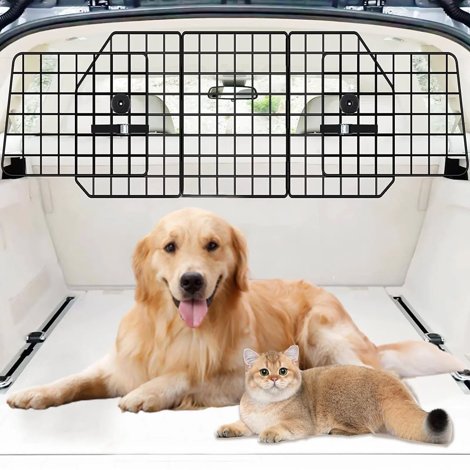 MOLPHIT Foldable Dog Car Barrier Steel, Rust-Resistant<wbr/>, Fits SUVs, Cars, and