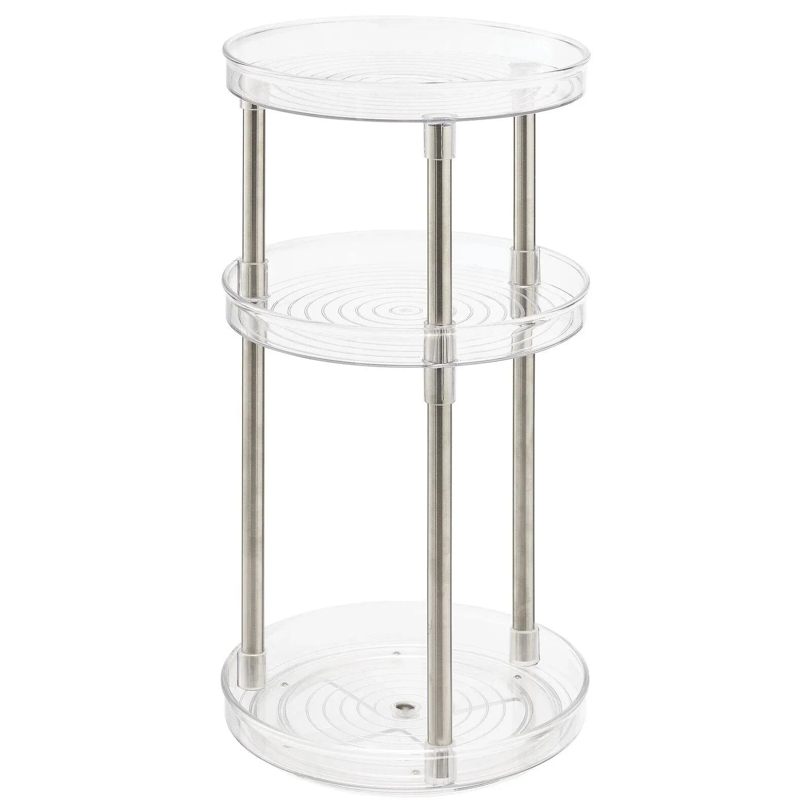 mDesign Spinning 3-Tier Lazy Susan 360 Makeup Organizer Storage Tower - Clear