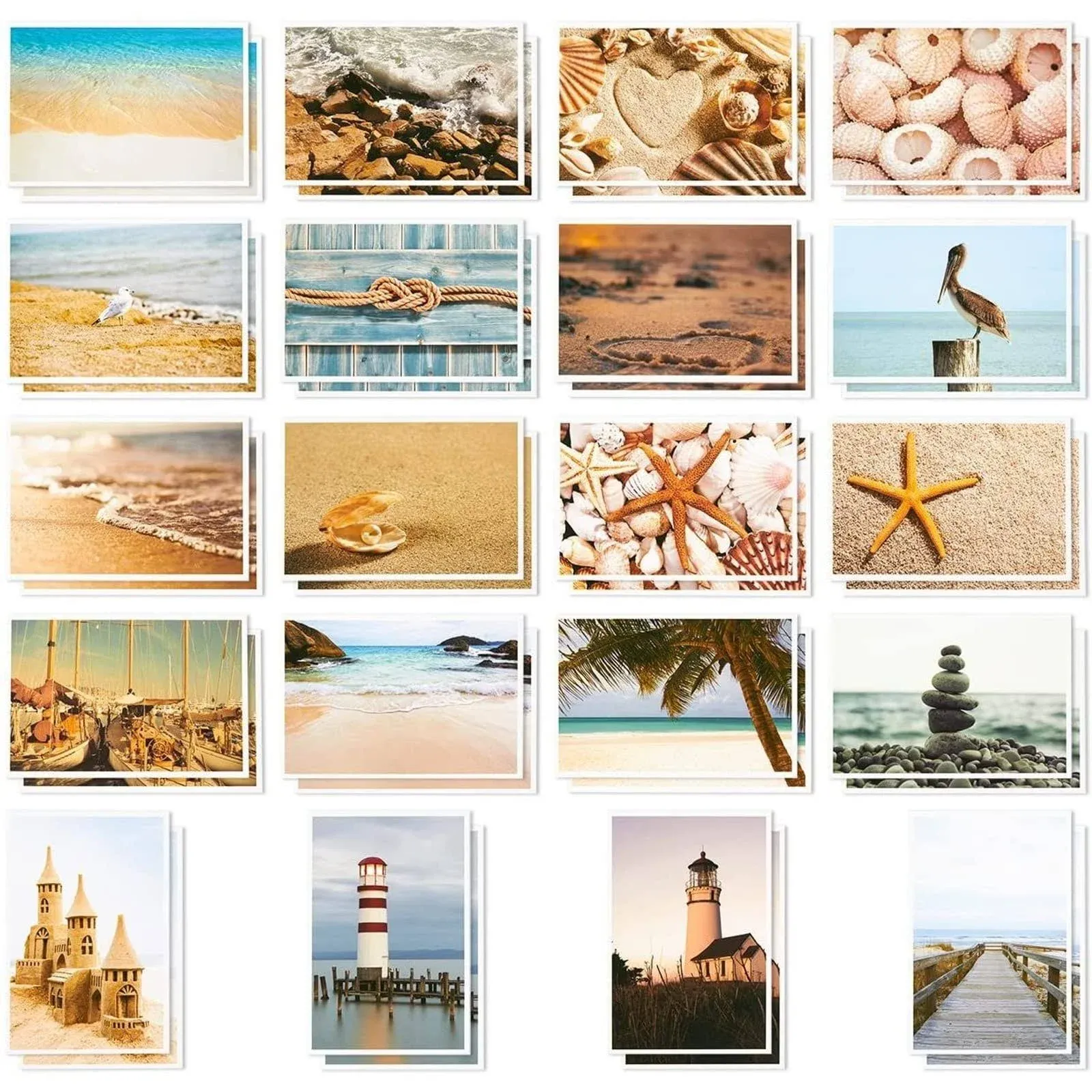 Best Paper Greetings 40 Pack Nautical Postcards Bulk 4x6 - Beach Seaside - Blank Travel Post Cards for Mailing, 20 Assorted Scenic Photos