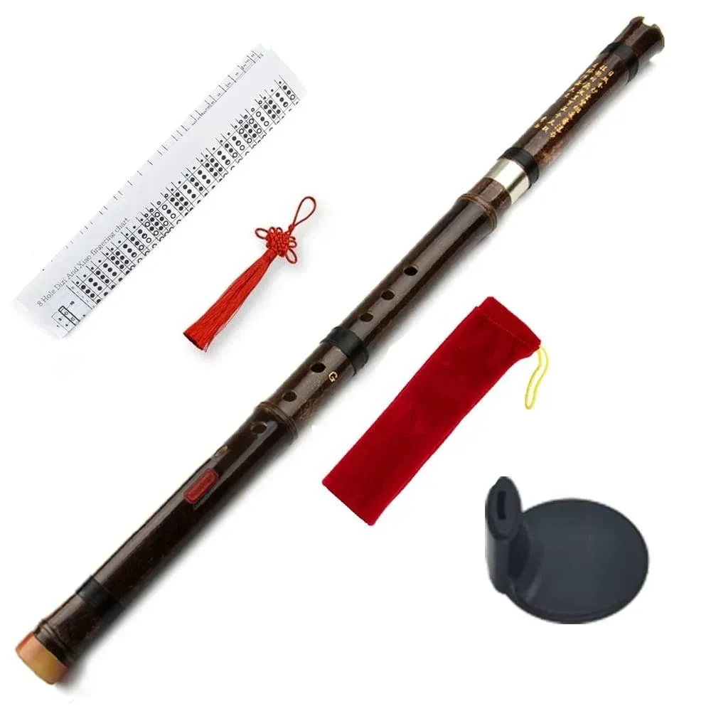 Separable Brown Vertical Bamboo Flute Key G Traditional Chinese Musical