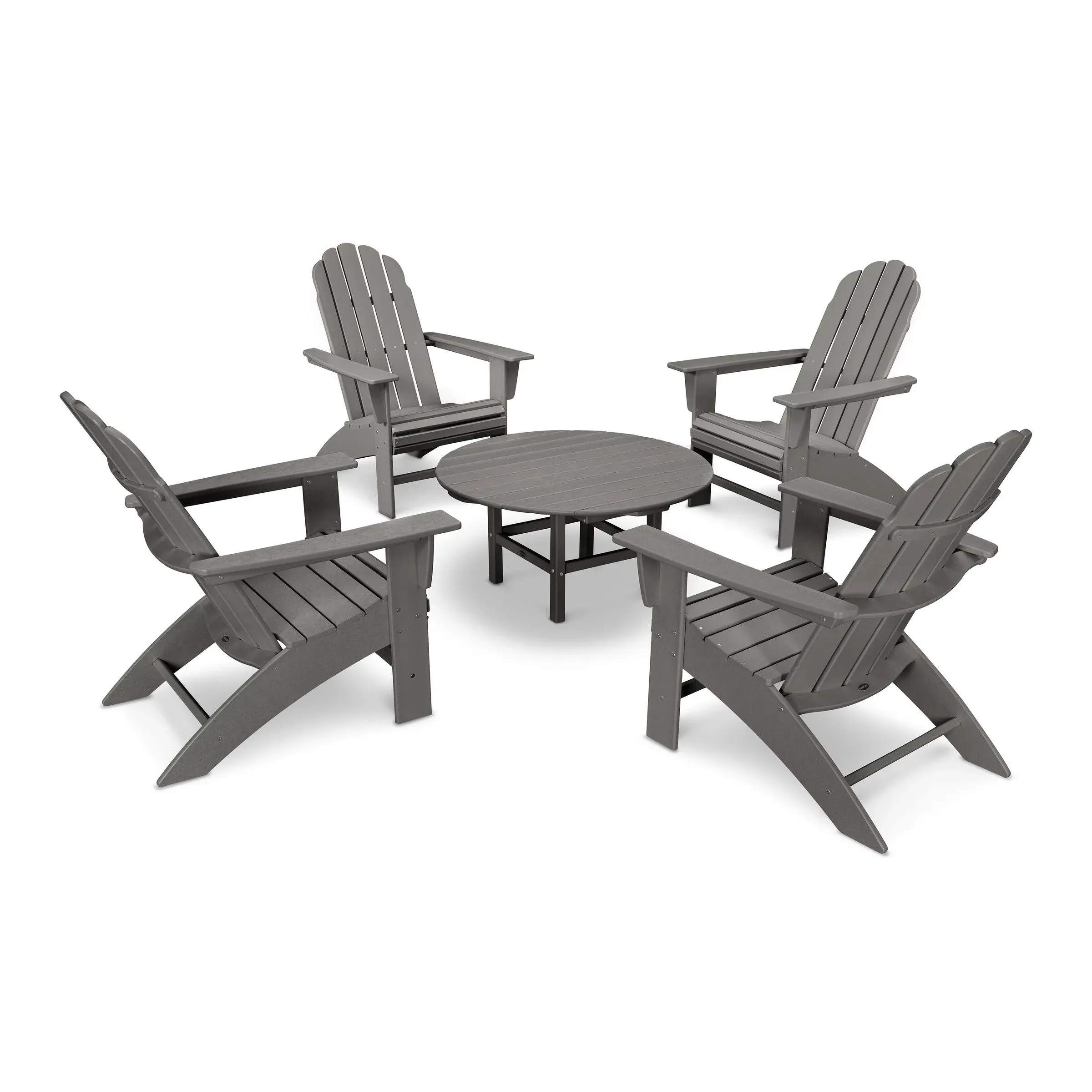 POLYWOOD Vineyard 5-Piece Oversized Adirondack Set - Slate Grey