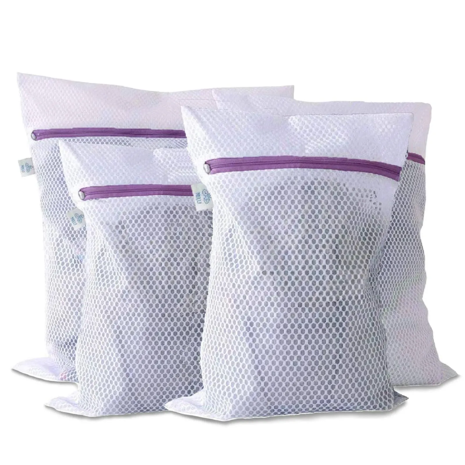 Set of 4 Laundry Wash Small, Medium, Large, X-Large, White Honeycomb Mesh 