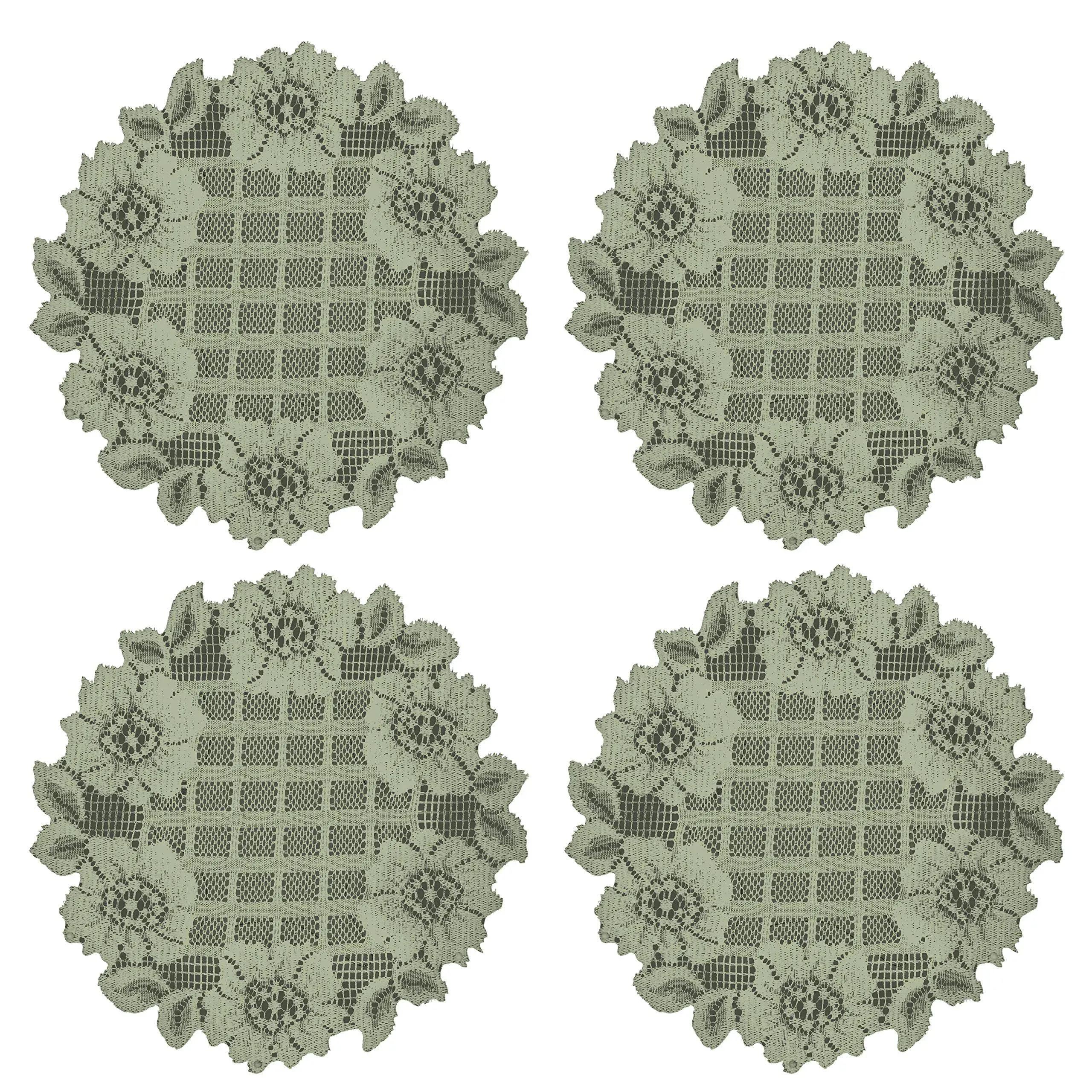 FT-0900F-S 9 in. Floral Trellis Round Doilies&#44; Fern - Set of 4